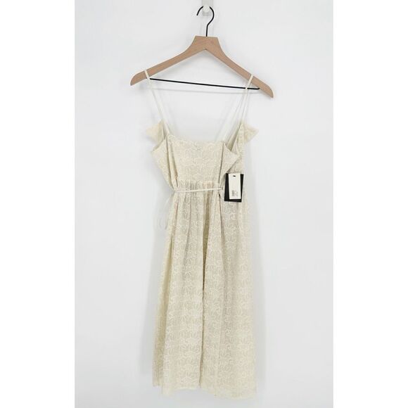 NEW Madewell Embroidered Pleated Wrap Dress Midi Sleeveless in Ivory Women's S - Picture 6 of 8